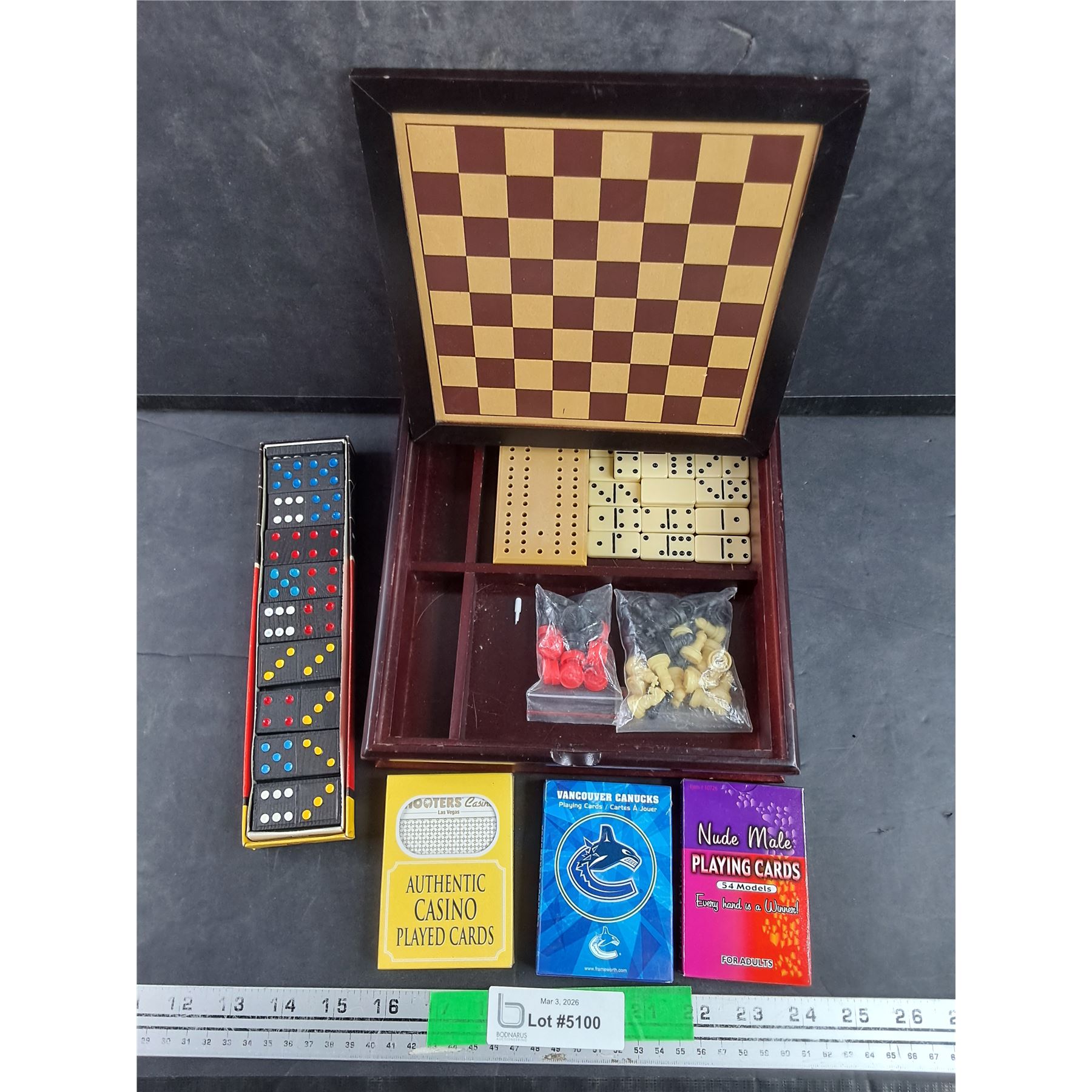 Chess, Checkers, Cribbage, Backgammon Dominoes Set, Playing Cards ...
