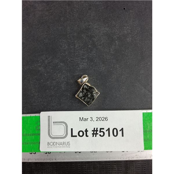 ^Moldavite & Silver Necklace Pendant