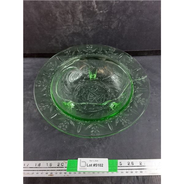 11" Uranium Glass Bowl - Damaged