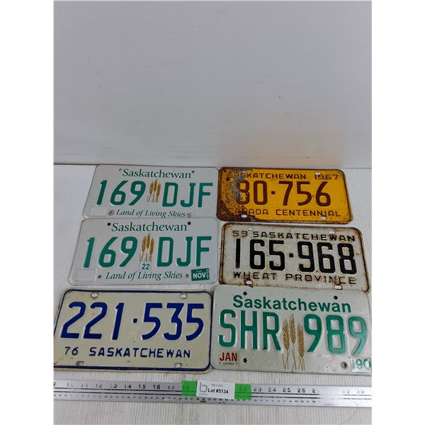 Assorted Saskatchewan License Plates