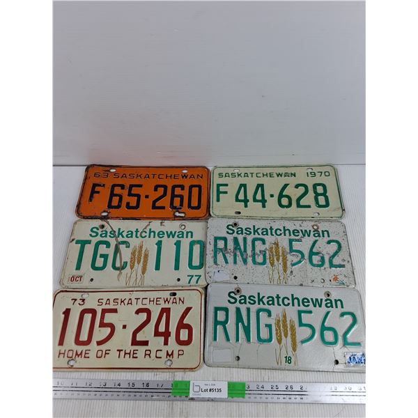 Assorted Saskatchewan License Plates