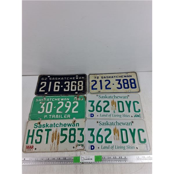 Assorted Saskatchewan License Plates