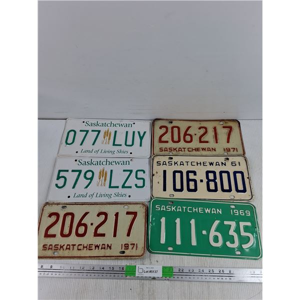 Assorted Saskatchewan License Plates