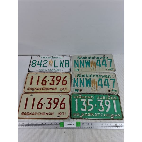Assorted Saskatchewan License Plates