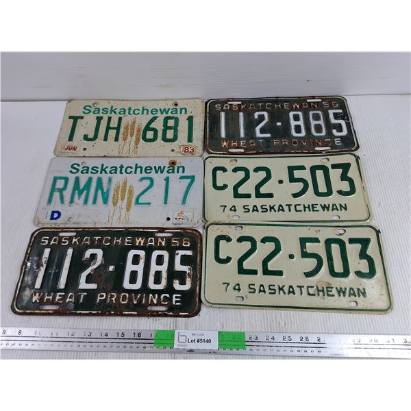 Assorted Saskatchewan License Plates