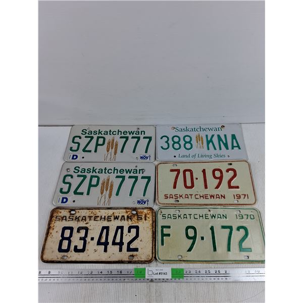 Assorted Saskatchewan License Plates