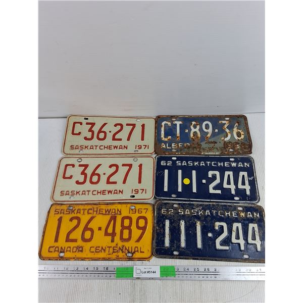Assorted Saskatchewan License Plates