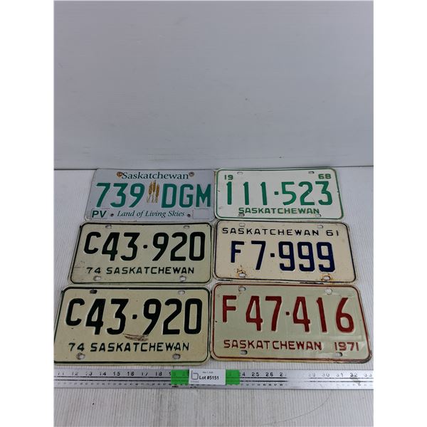 Assorted Saskatchewan License Plates