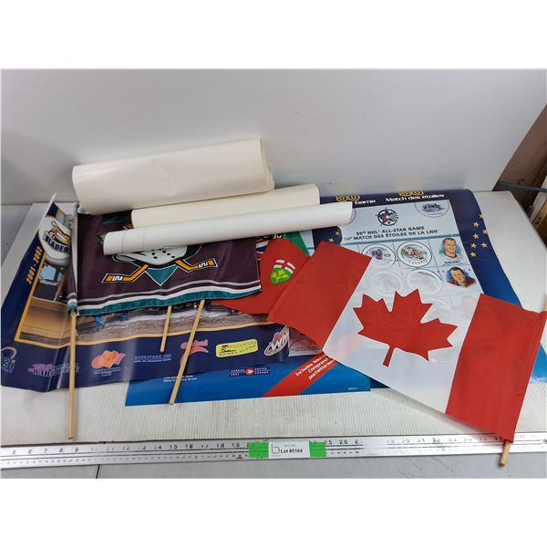 Assorted Posters, Canadian & Sport Teams Flags