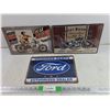 Image 1 : (3) Metal Signs - Ford, Harley Davidson, Best Garage for Motorcycles 12" x 8"