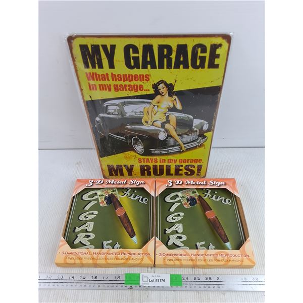 My Garage My Rules Metal Sign 16" x 12", (2) 3D Handpainted Metal Signs