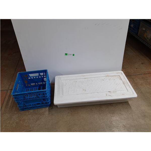*Plastic Milk Crate, Plastic Container w/Lid 34" x 16" x 6", PICKUP ONLY