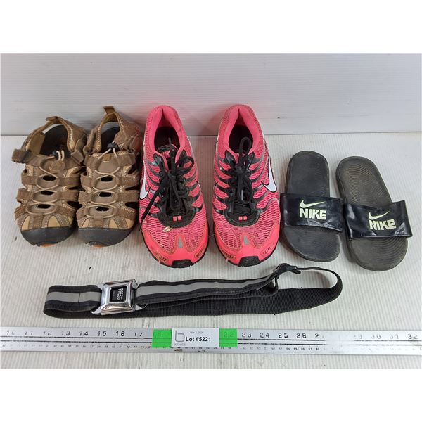 Sandals, Nike Sneakers & Slippers - Sizes 9, 8", Belt