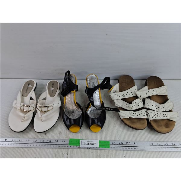 (2) Pairs of Woman's Sandals, David Dixon Heels - Size 6.5B - 8W