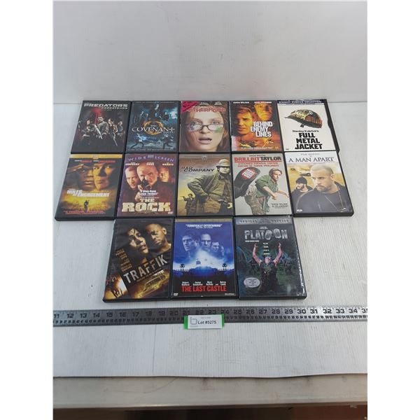 (13) DVD Movies (Platoon, The Rock, Predators)
