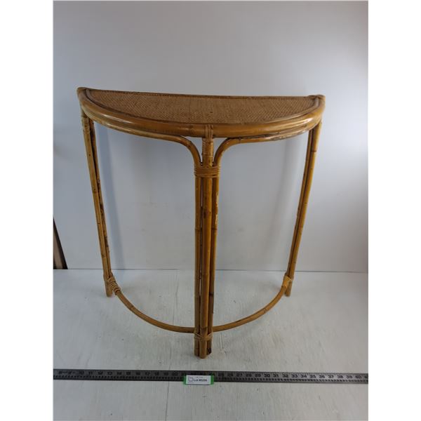 * Half-Moon Bamboo/Wicker Entrance Table - 27" High x 25" Width - Pickup Only