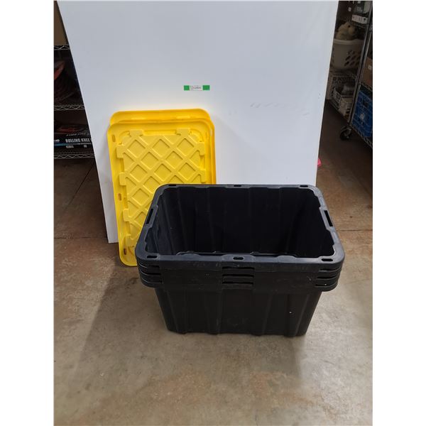 *(4) Plastic Storage Totes w/Lids 28" x 19" x 15" , Some Lid Damage,PICKUP ONLY