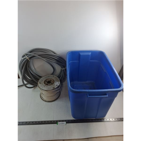 Near Full 246' Spool of Copper 14/2 Cable, Foam Seal - Unknown Length, Storage Bin - 14x20x16" - PU