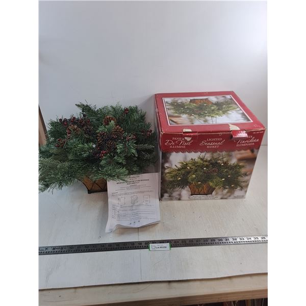 Lighted Seasonal Faux Plant Basket - Untested
