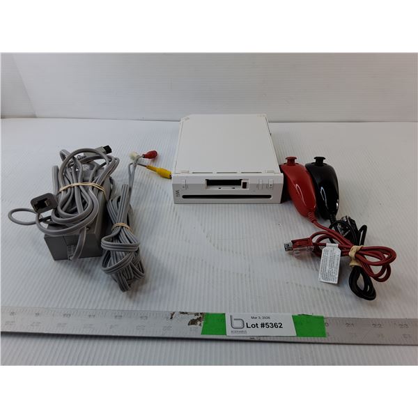 Wii Console- Powers On, (2) Controllers & Cords