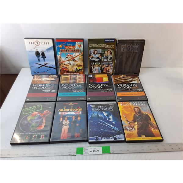 (12) DVDs/Sets- Katherine Hepburn, Woodworking, The Art of Flight, Misc.