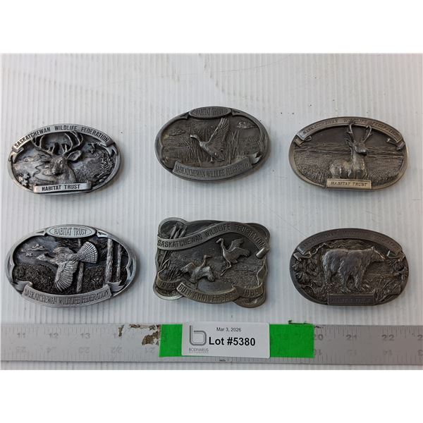 (6) Wildlife Style Belt Buckles