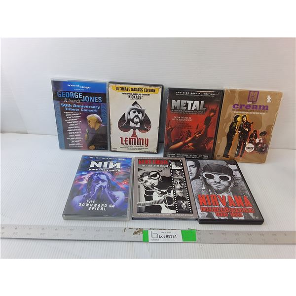 (7) Band DVDs- Nirvana, Cream, George Jones, Misc.
