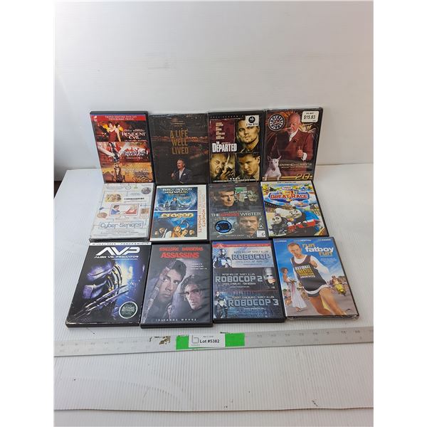 (12) DVDs/Sets- Resident Evil, Robocop, The Departed, Misc.