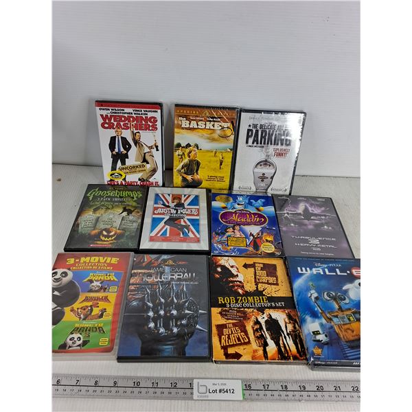 (12) DVDs- Goosebumps, Wall-E, Aladdin, As is