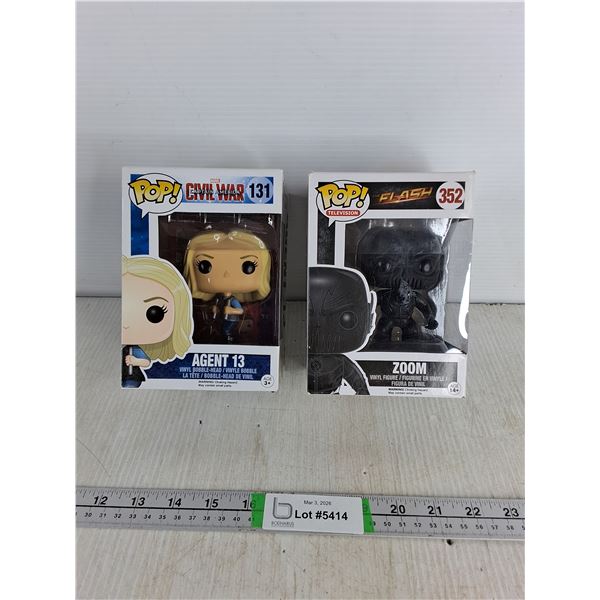 (2) Pop! Figurines- The Flash & Captain America- NIB