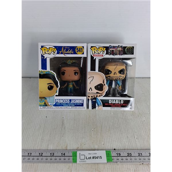 (2) Pop! Figurines- Princess Jasmine, Diablo, NIB