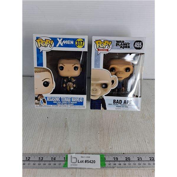 (2) Pop! Figurines- Bad Ape, Negasonic Teenage Warhead, NIB