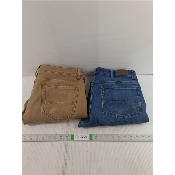 (2) Khaki- Caterpillar 34 x 30 - Blue Jean 34 x 34 - AS IS