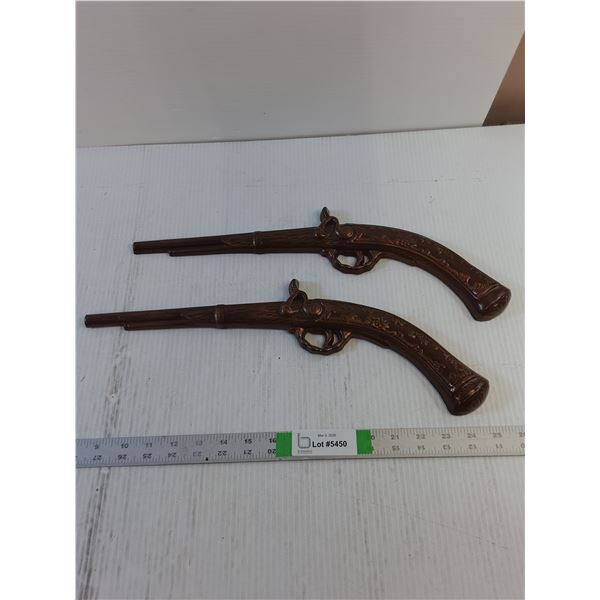 (2) Wooden Pistol Wall Decor Pieces
