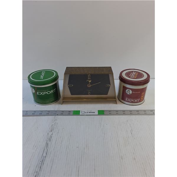 Vintage Clock/Tobacco Containers