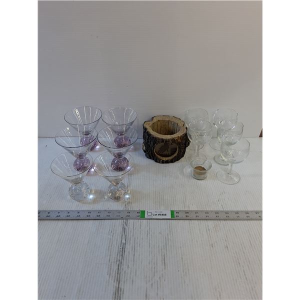 Assorted  Glassware- Martini Glasses, Decor