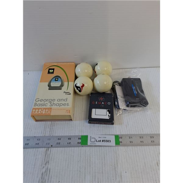 Assorted- Cue Balls, Cards, Converter