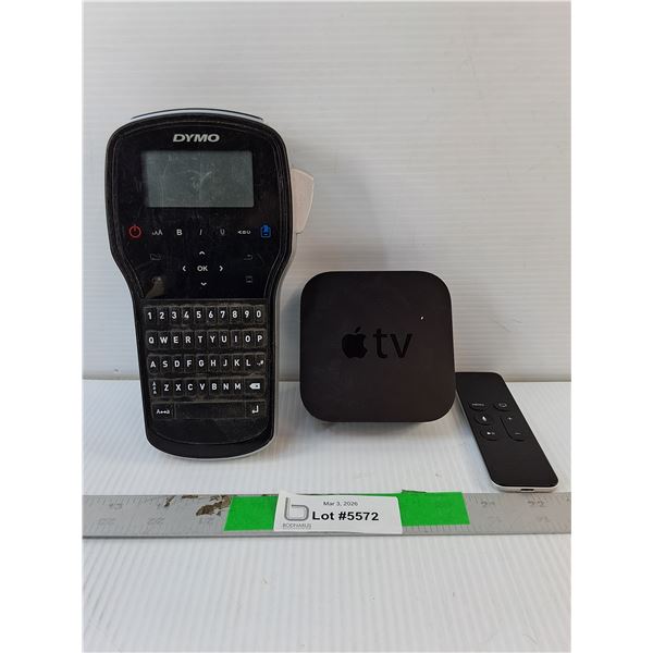 Dymo Label Maker & Apple TV Media Player with Remote- Both As Is