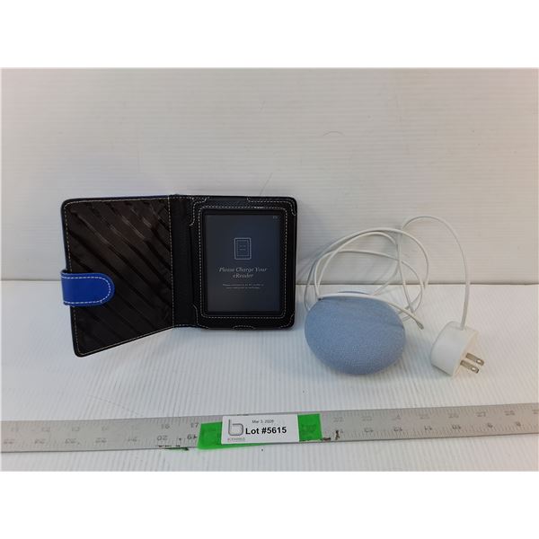 Google Nest Mini Smart Speaker- Powers On & Ereader with Case- As Is