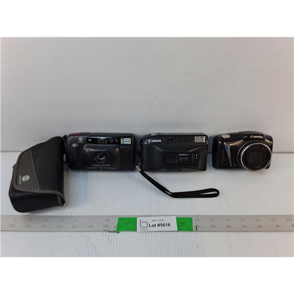 (3) Cameras- Canon & Minolta- As Is with Case