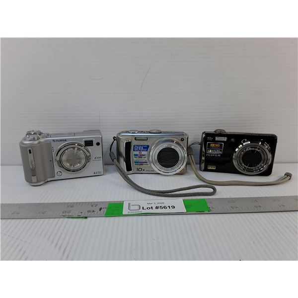 (3) Digital Cameras- Fujifilm & Lumix- As Is