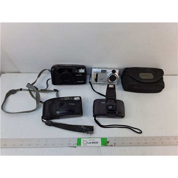 (4) Cameras- Pentax, Minolta, Canon & Kodak and Case- As Is