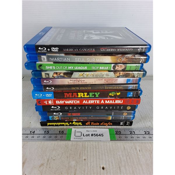 (12) Blu-Ray Movies-Martian,American Gangster,Marley,The Fugitive and more