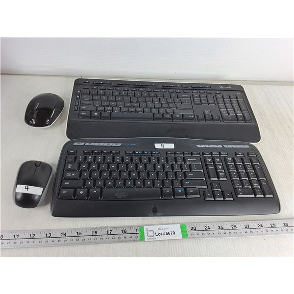 (2) Wireless Keyboard with Mouse- Microsoft, Untested