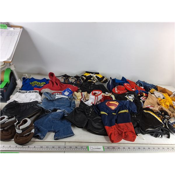 Build-a- Bear Clothing Lot- Hockey Jerseys, Super Heroes, Shoes