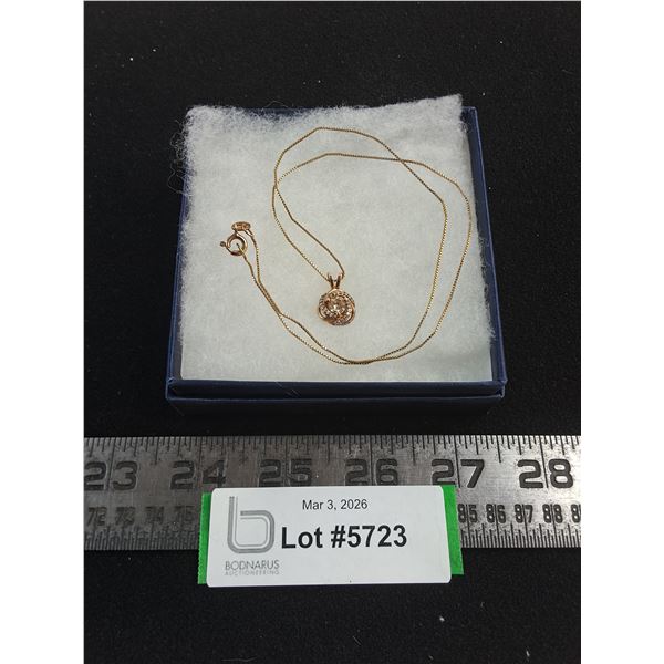 ^ 18" Gold Colored Sterling Silver Necklace w/Galaxy Pendant, both stamped PAJ, 925 stamp on chain