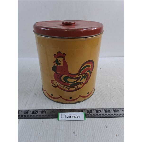 Vintage Decoware Dry Food Storage Tin - 9" High x 8" Diameter
