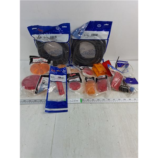 (12) Assorted Lighting Accessories,(2) Flex tubing and Loose Wire Pieces