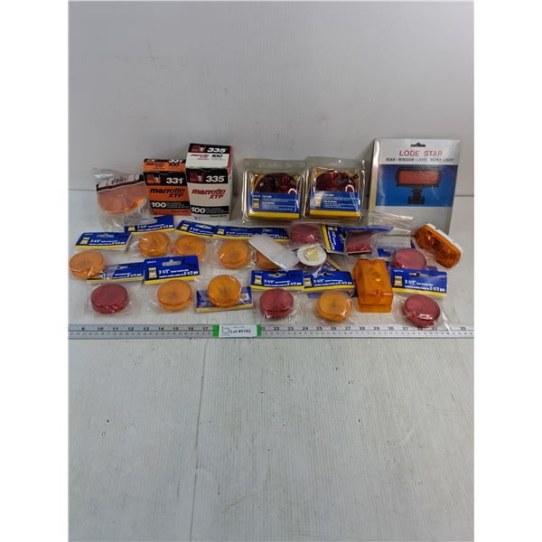 Large Lot of Assorted Clearance Markers,Amber Lights,Window Brake Light and Wire Connectors