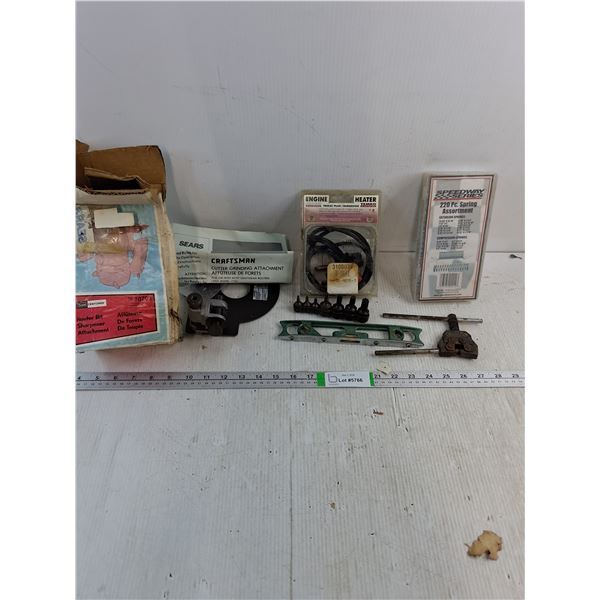 Craftsman Cutter Grinding Attachment,Engine Heater,Spring assortment,Level, and Misc.